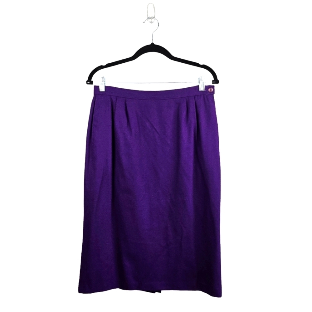 PENDLETON Vintage Pure Virgin Wool Midi Pencil Skirt Lined Purple Womens Size 10
